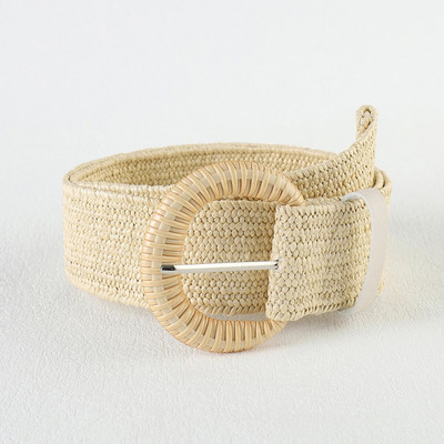 Novi boemski elastični remeni od slame pleteni za žene Ljetna plaža PP slamnato tkanje Haljina sa širokim pojasom Pojas oko struka Ženski pojas Hot