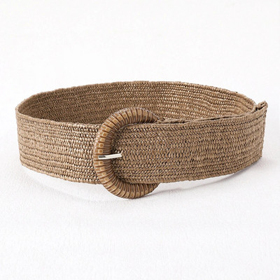 Novi boemski elastični remeni od slame pleteni za žene Ljetna plaža PP slamnato tkanje Haljina sa širokim pojasom Pojas oko struka Ženski pojas Hot