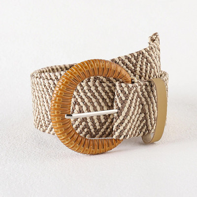 Novi boemski elastični remeni od slame pleteni za žene Ljetna plaža PP slamnato tkanje Haljina sa širokim pojasom Pojas oko struka Ženski pojas Hot