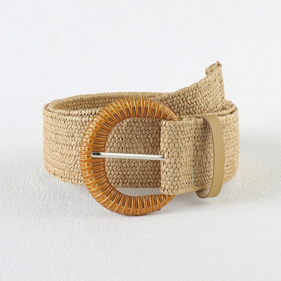 Novi boemski elastični remeni od slame pleteni za žene Ljetna plaža PP slamnato tkanje Haljina sa širokim pojasom Pojas oko struka Ženski pojas Hot