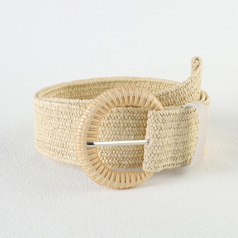 Novi boemski elastični remeni od slame pleteni za žene Ljetna plaža PP slamnato tkanje Haljina sa širokim pojasom Pojas oko struka Ženski pojas Hot