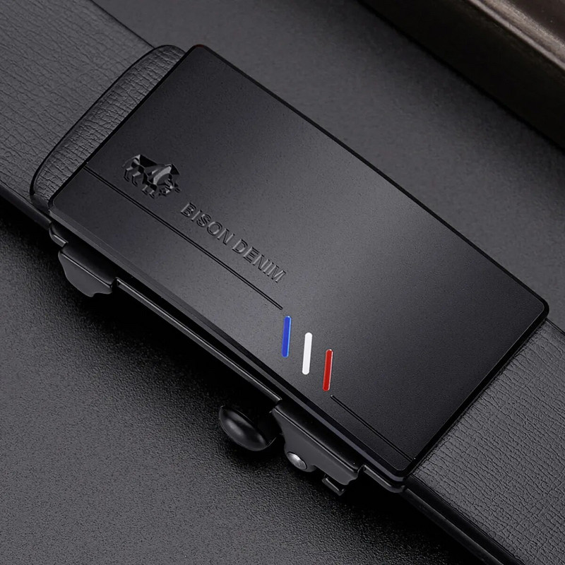 BISON DENIM Muški automatski muški remeni Cummerbunds Kožni remen od kravlje kože Muški crni remeni Remeni od prave kože Luksuzna marka