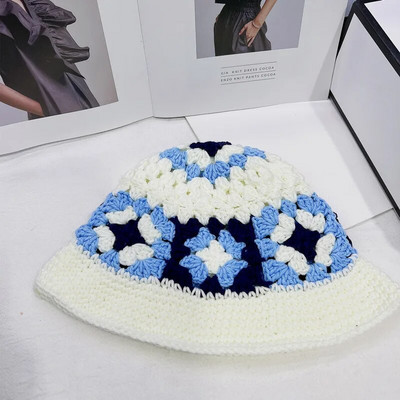 Y2K tamborēta kausa cepure sievietēm Adīt ar rokām darināti salokāmi pludmaļu cepures Modes jauka, ērta un neformāla
