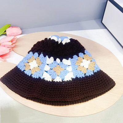 Y2K tamborēta kausa cepure sievietēm Adīt ar rokām darināti salokāmi pludmaļu cepures Modes jauka, ērta un neformāla