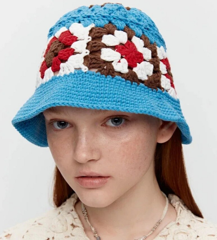 Y2K tamborēta kausa cepure sievietēm Adīt ar rokām darināti salokāmi pludmaļu cepures Modes jauka, ērta un neformāla