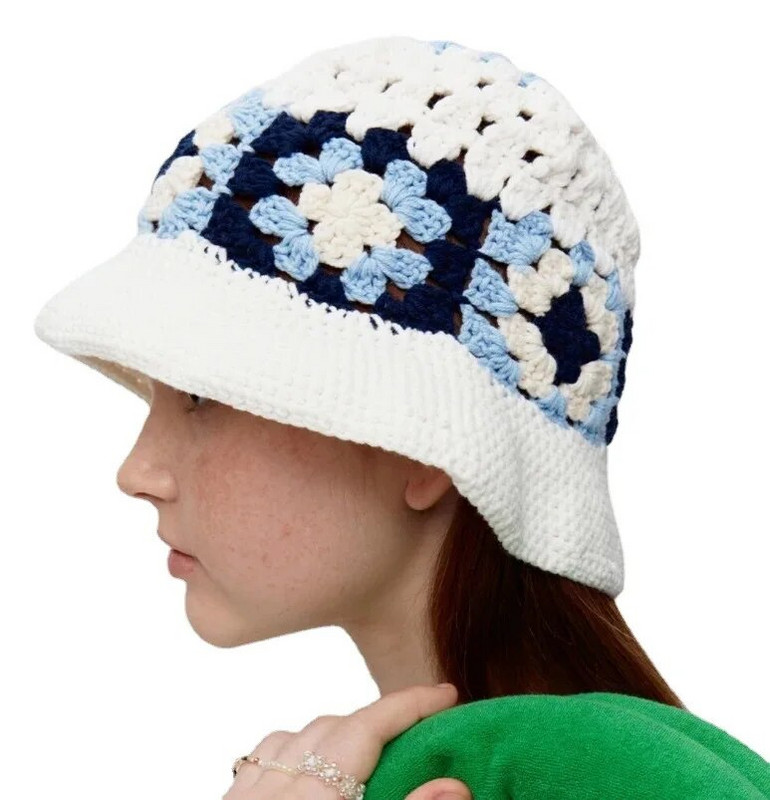 Y2K tamborēta kausa cepure sievietēm Adīt ar rokām darināti salokāmi pludmaļu cepures Modes jauka, ērta un neformāla