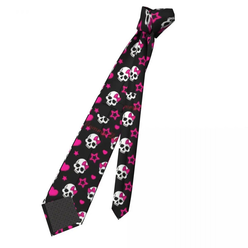 Gothic Pink Skull kaklasaite unisex poliestera 8 cm kaklasaites vīriešiem ikdienišķa, plaša ikdienas apģērba Cravat ballīte