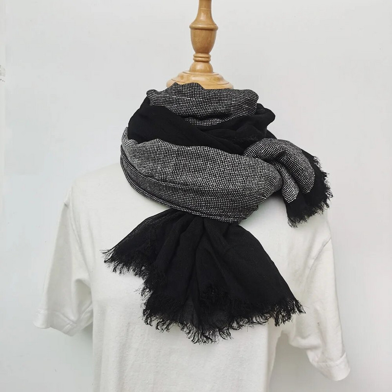 Japāņu stila kokvilnas lina vīriešu šalle rudens ziema silta modes vīriešu pashmina savārstījums melns tumši zils ikdienas vīriešu šalles