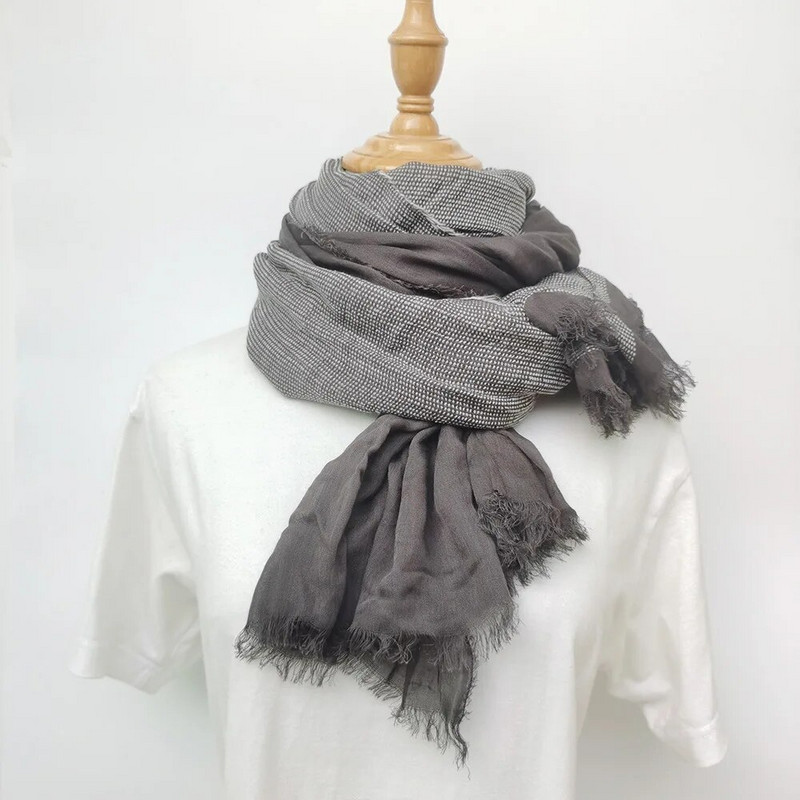 Japāņu stila kokvilnas lina vīriešu šalle rudens ziema silta modes vīriešu pashmina savārstījums melns tumši zils ikdienas vīriešu šalles