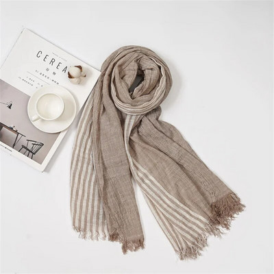 Japāņu korejiešu kokvilnas lina vīriešu šalle raibs svītrains modes vīriešu šalles vīriešu aksesuāri īss pušķis bufanda šalle