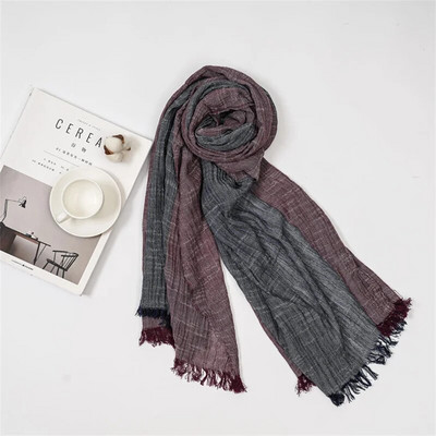 Japāņu korejiešu kokvilnas lina vīriešu šalle raibs svītrains modes vīriešu šalles vīriešu aksesuāri īss pušķis bufanda šalle