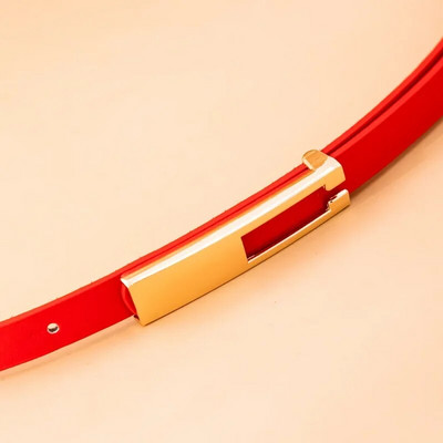 Γυναικεία PU δερμάτινη ζώνη μονόχρωμη Λεπτή λεπτή ζώνη μέσης με μεταλλική πόρπη Ρυθμιζόμενη ζώνη για γυναικείο λουράκι