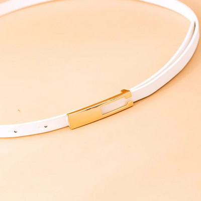 Γυναικεία PU δερμάτινη ζώνη μονόχρωμη Λεπτή λεπτή ζώνη μέσης με μεταλλική πόρπη Ρυθμιζόμενη ζώνη για γυναικείο λουράκι