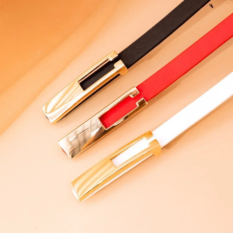 Γυναικεία PU δερμάτινη ζώνη μονόχρωμη Λεπτή λεπτή ζώνη μέσης με μεταλλική πόρπη Ρυθμιζόμενη ζώνη για γυναικείο λουράκι