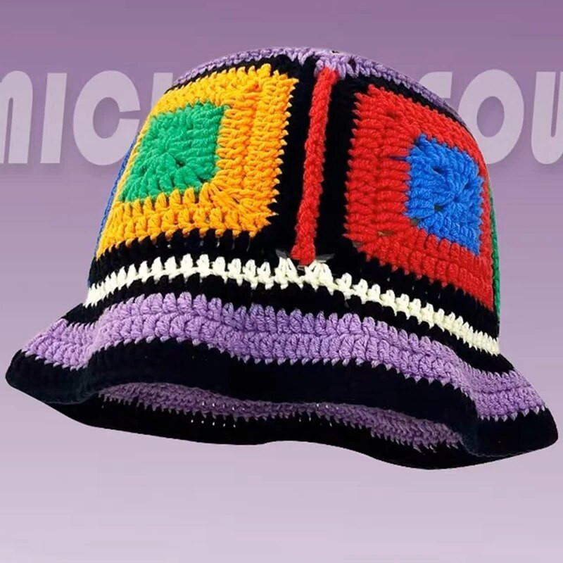 Šareni dugin heklani šešir Ženska kapa proljeće ljeto Šešir za sunčanje Ručno rađene pletene kape INS Korejske slatke kape Panama kapa