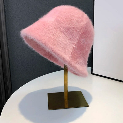 Nova modna kapa od umjetnog zečjeg krzna, ženska jesen, zima, topla, zadebljana ribarska kapa, panama, plišani šešir, ženska kapa