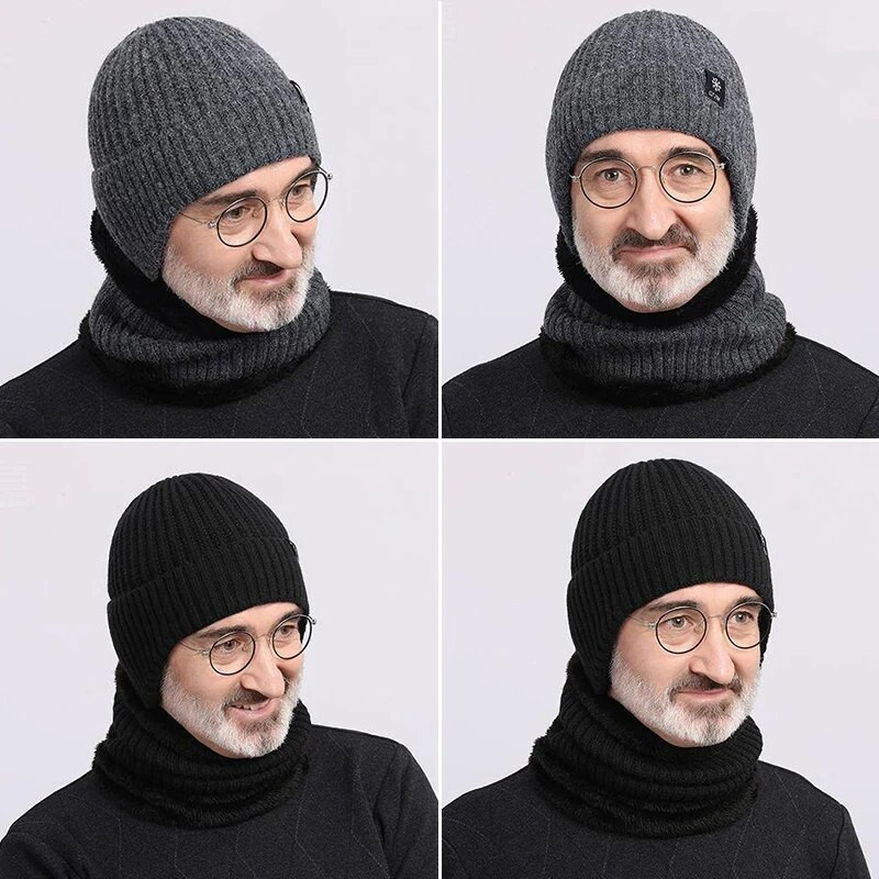 RICYGVM Baršunasta podstava Muškarci Skullies Beanies Debela topla zimska baršunasta kapa za slušalice Jednobojna heklana kapa na glavi Plišana pletena kapa