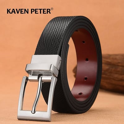Vīriešu ādas jostas vīriešiem Dizaina grozāma sprādze Klasisks unisex sieviešu jostasvieta Džinsi Augstas kvalitātes 3,0 CM melna siksna