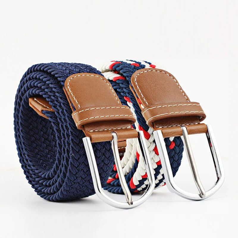 Új, kiváló minőségű divatos övvászon fonott övek női férfiaknak tűcsatos szőtt sztreccs derékpánt farmerhez cinturon mujer