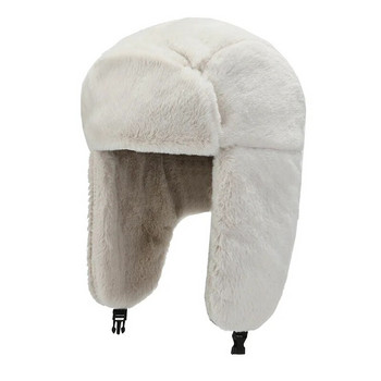 Модни зимни шапки Мъжки и дамски бомбардировач с изкуствена кожа Шапка Удебелени плюшени топли шапки Външна ветроустойчива защита на ушите Ски шапка Наушник
