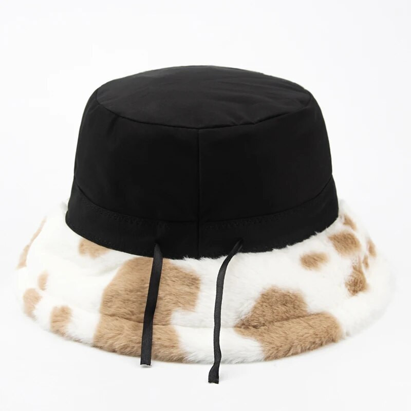 Karstā izpārdošana Jaunas sieviešu cepures rudens un ziemas silta govju apdruka plīša modes Panamas ikdienas cepures dāmu zvejnieku cepurēm