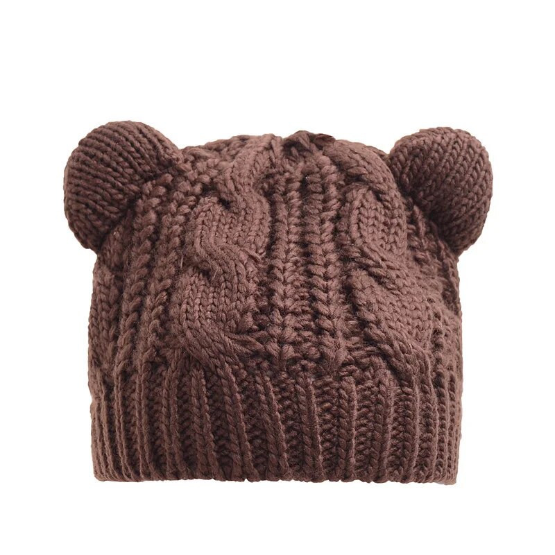 Sieviešu trikotāžas cepures ar kaķa ausīm asas adīšanas cepures siltas sieviešu pupiņas Tamborētas cepures Hip Hop cepure slēpošanas cepure Jauna