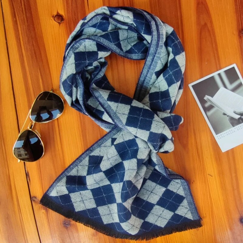 Luxus márkájú kockás kasmír sál férfiaknak Téli meleg nyakkendő Férfi üzleti sálak Hosszú pashmina karácsonyi ajándékok