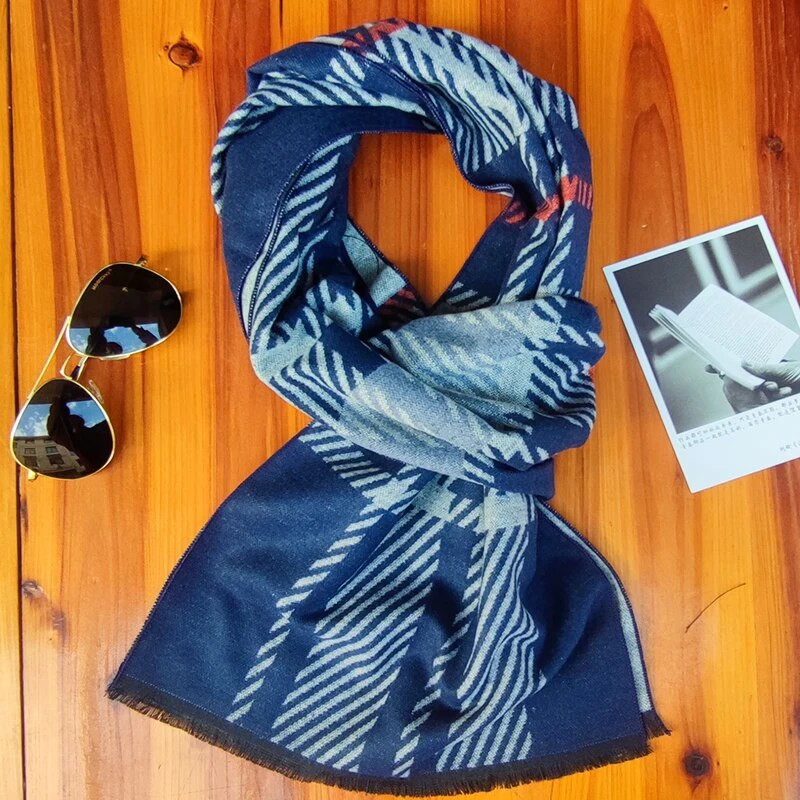 Luksuzni brend Zimski muški šal od kašmira s uzorkom Šalovi s uzorkom od pašmine Šal Ležerna deka S kićankama Muški poslovni pulover