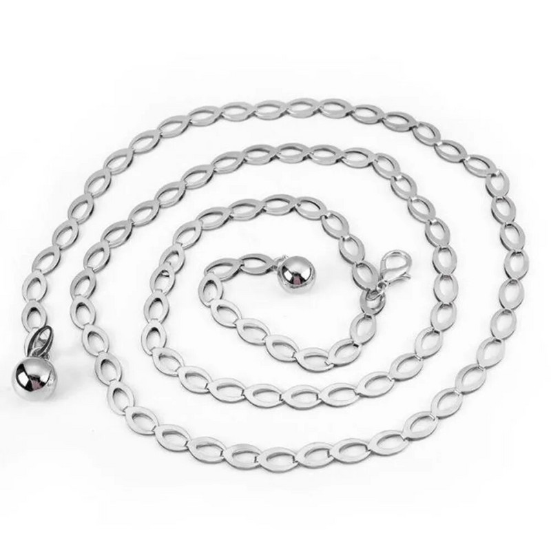 Női divatos övek Luxus tervezői öv Retro ezüst faragott üreges láncöv nőknek Elegáns kerek fém női öv