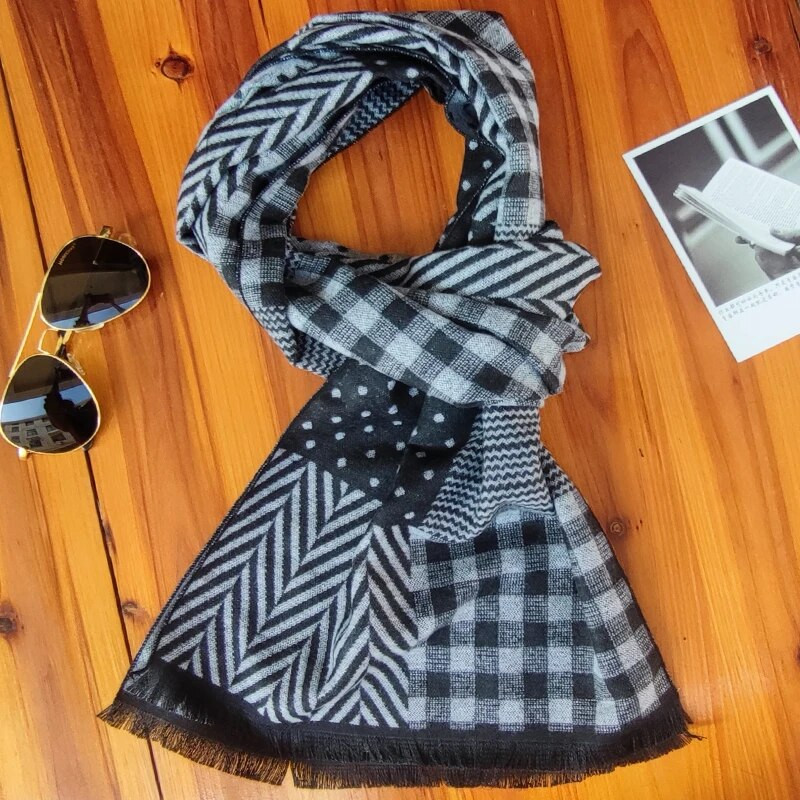 2023. gada klasisks rudens un ziemas silts rūtains vīrietis šalle Kašmira vilnas Panamas mīksta svītraina gara šalle, augstas kvalitātes 40 krāsu