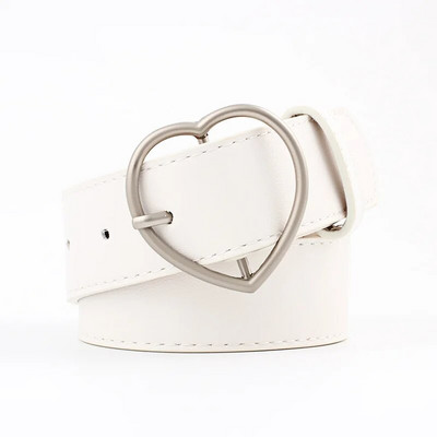 Női bőr öv divat kerek fém csat női szabadidő ruha farmer vad tűszíj nélkül, női állítható övek