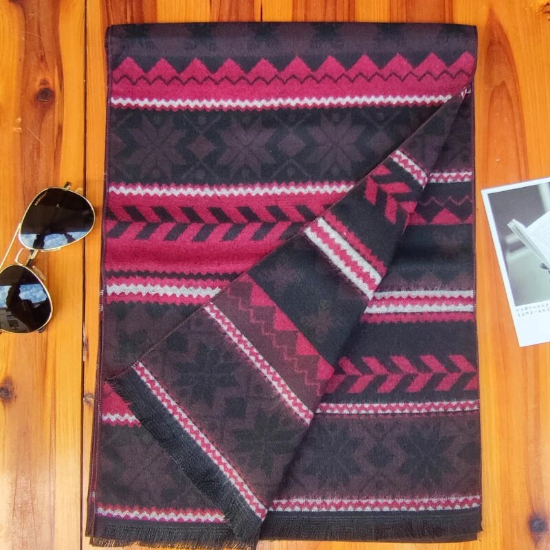 2023. Luksuzni dizajnerski brend srebrno sivi zimski poslovni muški šalovi mekani topli prugasti šal od mješavine viskoze