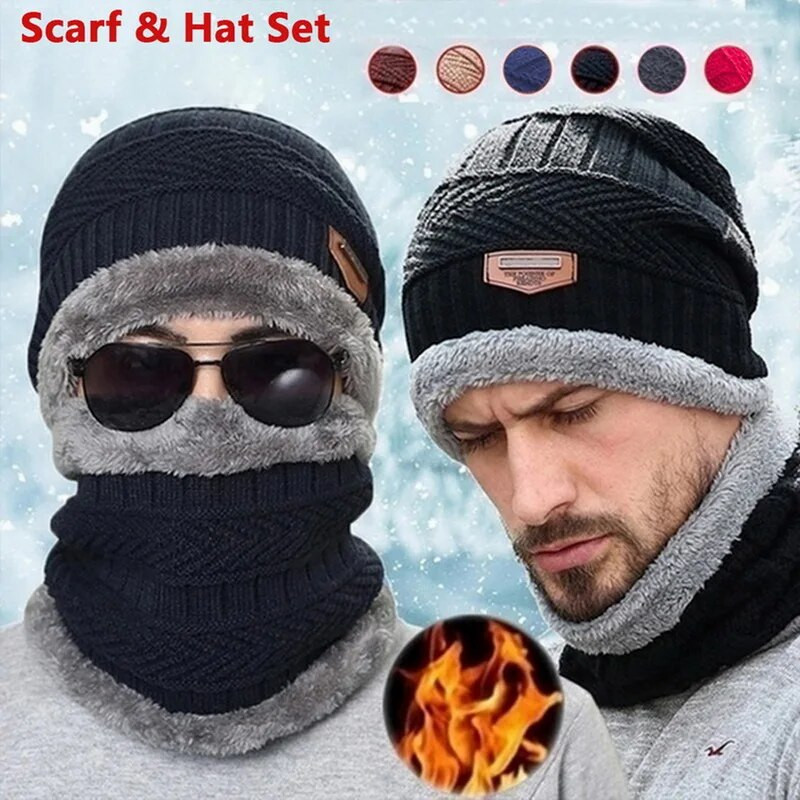 Ziemas šalle Beanie cepure vīriešiem sievietēm ziemas šalle cepure Trikotāžas cepure Bieza vilna kakla Foulard vāciņš Maska pārsegu cepures шапка шарф šalle