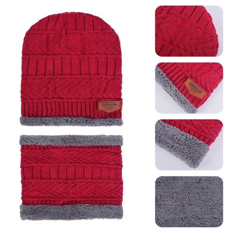 Ziemas šalle Beanie cepure vīriešiem sievietēm ziemas šalle cepure Trikotāžas cepure Bieza vilna kakla Foulard vāciņš Maska pārsegu cepures шапка шарф šalle