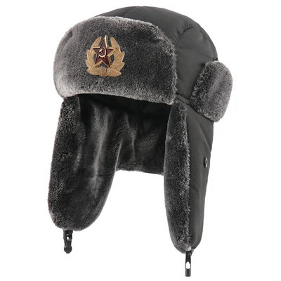 CAMOLAND vízálló bombázósapkák női férfi szovjet jelvény Oroszország Ushanka kalap termikus műszőrme fülvédős hósapkák pilótacsapós sapkák