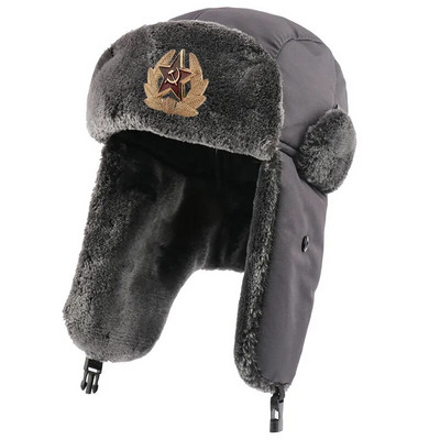 CAMOLAND vízálló bombázósapkák női férfi szovjet jelvény Oroszország Ushanka kalap termikus műszőrme fülvédős hósapkák pilótacsapós sapkák