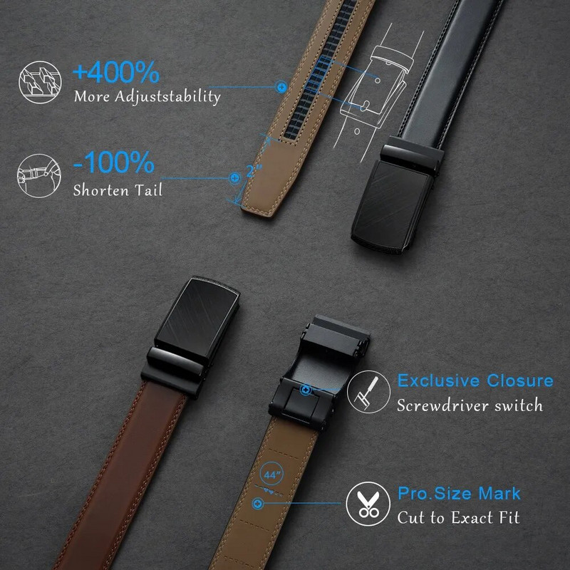 DOOPAI muški kožni remen u više boja automatski dostupni remeni za slobodno vrijeme Modni remeni s čegrtaljkom za muškarce Pojas za hlače