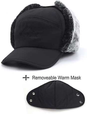 Extreme Cold Thermal Bonnets Καπέλα Winter Warm Thicken Faux Fur Bomber Ανδρικό καπέλο Dad\'s Earflap Mask Snow Ski Soft βελούδινο καπέλο Gorro