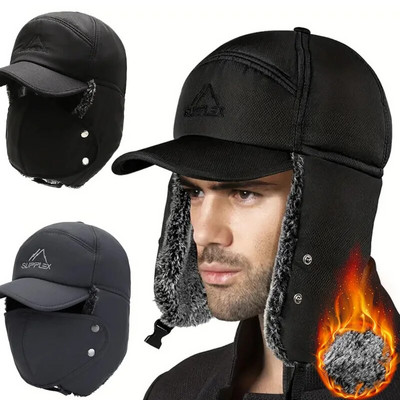 Extreme Cold Thermal Bonnets Καπέλα Winter Warm Thicken Faux Fur Bomber Ανδρικό καπέλο Dad`s Earflap Mask Snow Ski Soft βελούδινο καπέλο Gorro