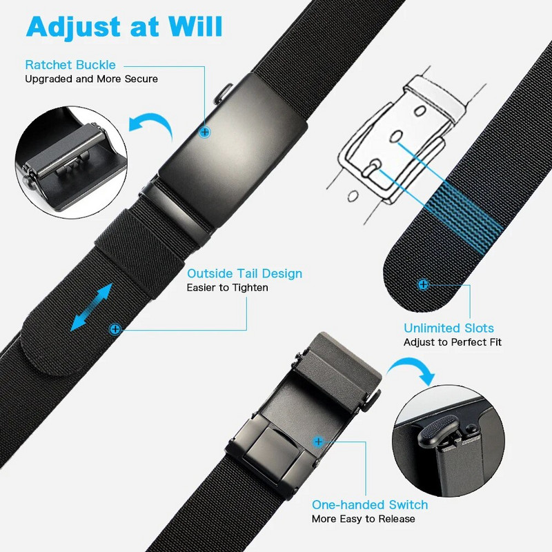 Uus golfi spordi elastne rihm, metallist automaatne pandla, vastupidav veniv nailon meeste sõjaline taktikaline vöö 115–150 cm suure suurusega rihmad