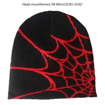 Y2K Beanie Spider Web Hat Y2k плетена Beanie Hat Skullies Beanie Spider Web Beanie Hat Baggy Slouchy Beanie Cap Шапка с череп