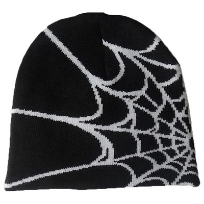 Y2K Beanie Spider Web Hat Y2K Kötött Beanie Hat Skullies Beanie Spider Web Beanie Hat Baggy Slouchy Beanie Cap Koponya sapka