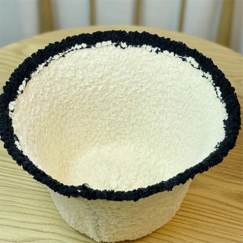 Paks lambafliisist kuppel Panama valamumüts naistele, tüdrukutele, talvine soe kalamehemüts ühevärviline tuulekindel kohev karusnahast ämbrikübar