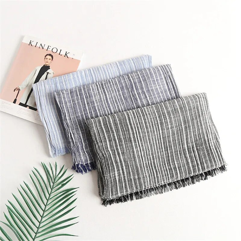 Μόδα χειμωνιάτικο κασκόλ Τζιν Μπλε μονόχρωμο Μακριά βαμβακερά κασκόλ Keep ζεστό Μόδα ανδρικό κασκόλ