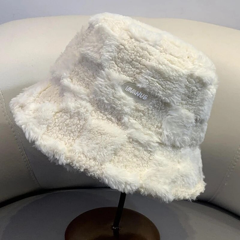 Šešir od janjećeg umjetnog krzna Zimski topli baršunasti šeširi za žene Lady Thicken Bob Panama Outdoor Fisherman Sun Protect Šeširi Kape za djevojke