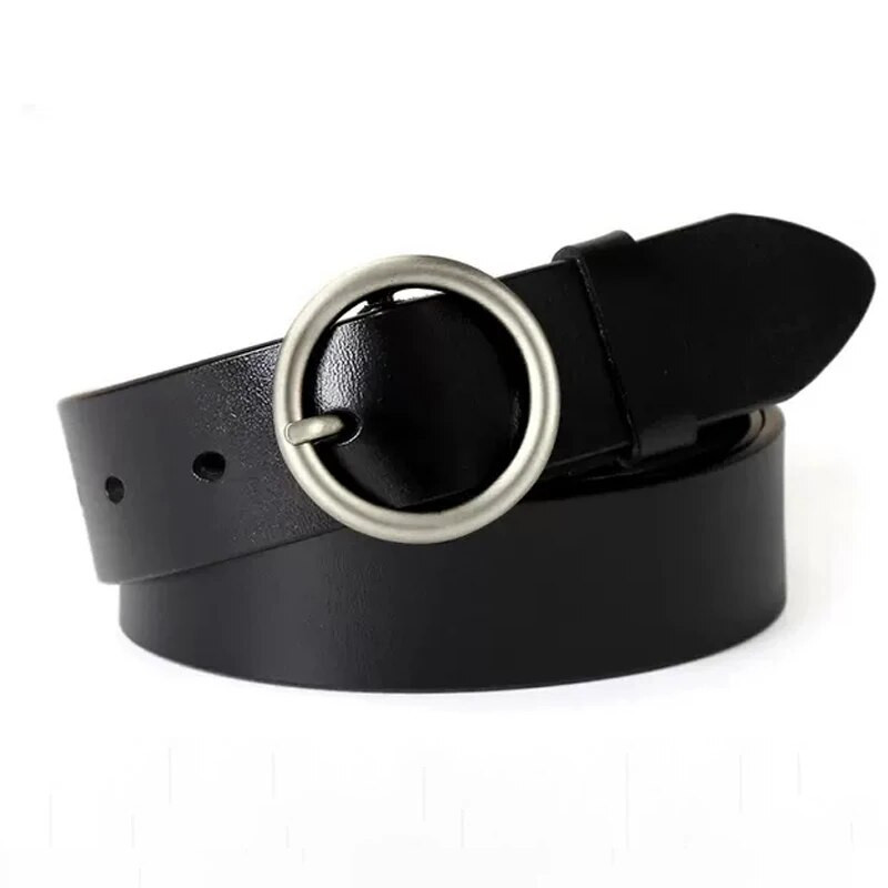 Ženski remen Okrugla četvrtasta kopča Traperice s kopčom Crni remen Elegantni luksuzni brend Dizajnerski kožni remen Ženski