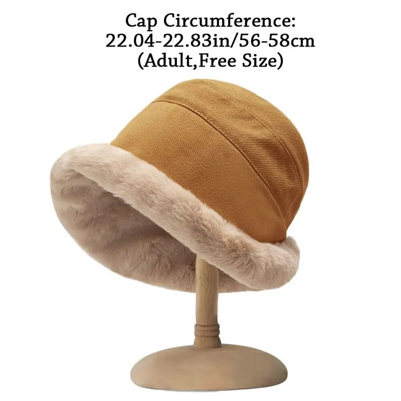Ženska zimska deblja plišana kapa od umjetnog krzna Topla ribarska kapa plus mekani baršunasti panama šešir Ženska plišana kapa za sunčanje na otvorenom