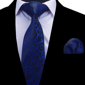 Σετ φλοράλ ανδρικής γραβάτα Ricnais Μπλε ασημένια γραβάτα και μαντήλι κρασιού Κόκκινη γραβάτα Άνδρας Corbatas Hombre τετράγωνη γραβάτα γάμου