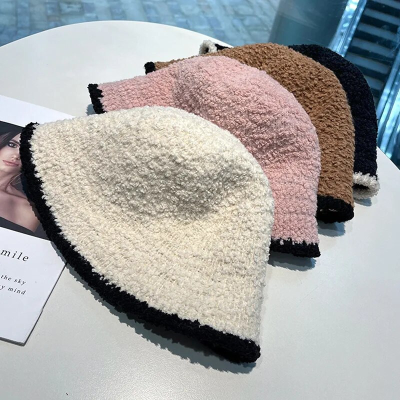 Jauns ziemas plīša biezs, silts kausa vāciņš sievietēm, āra vēja necaurlaidīgs, fordējams pūkains zvejnieka cepure vienkrāsains ceļojumu vāciņš