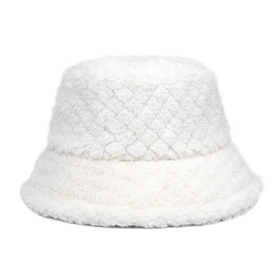 Ziemas siltas kausa cepures sievietēm, biezināti jēra mati vienkrāsaini Panama sieviešu āra vēja necaurlaidīgi zvejnieka cepures pūkaini biezi